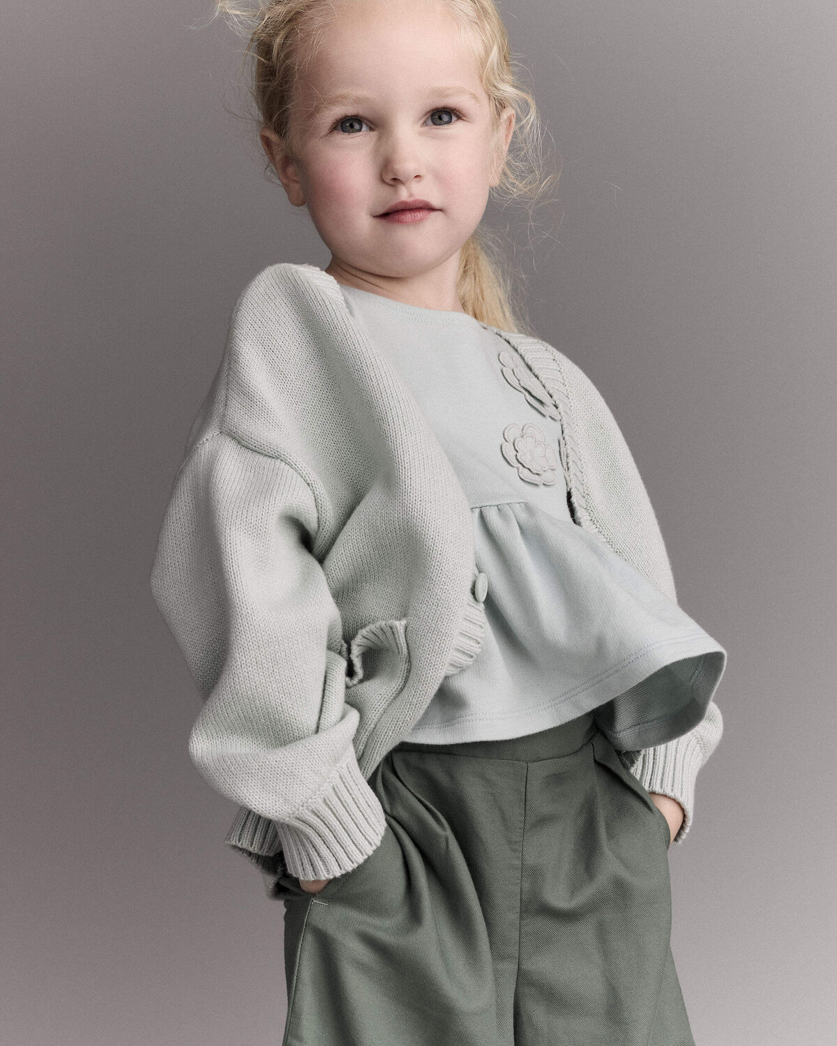Toddler Girl Cardigan with Avenue Pockets - Light Blue