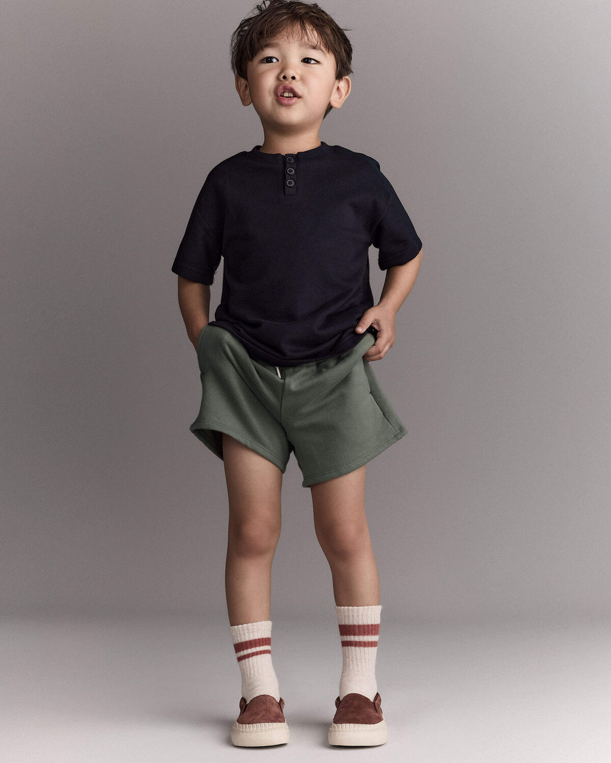Toddler Boy Henley Tee - Black - Image 3