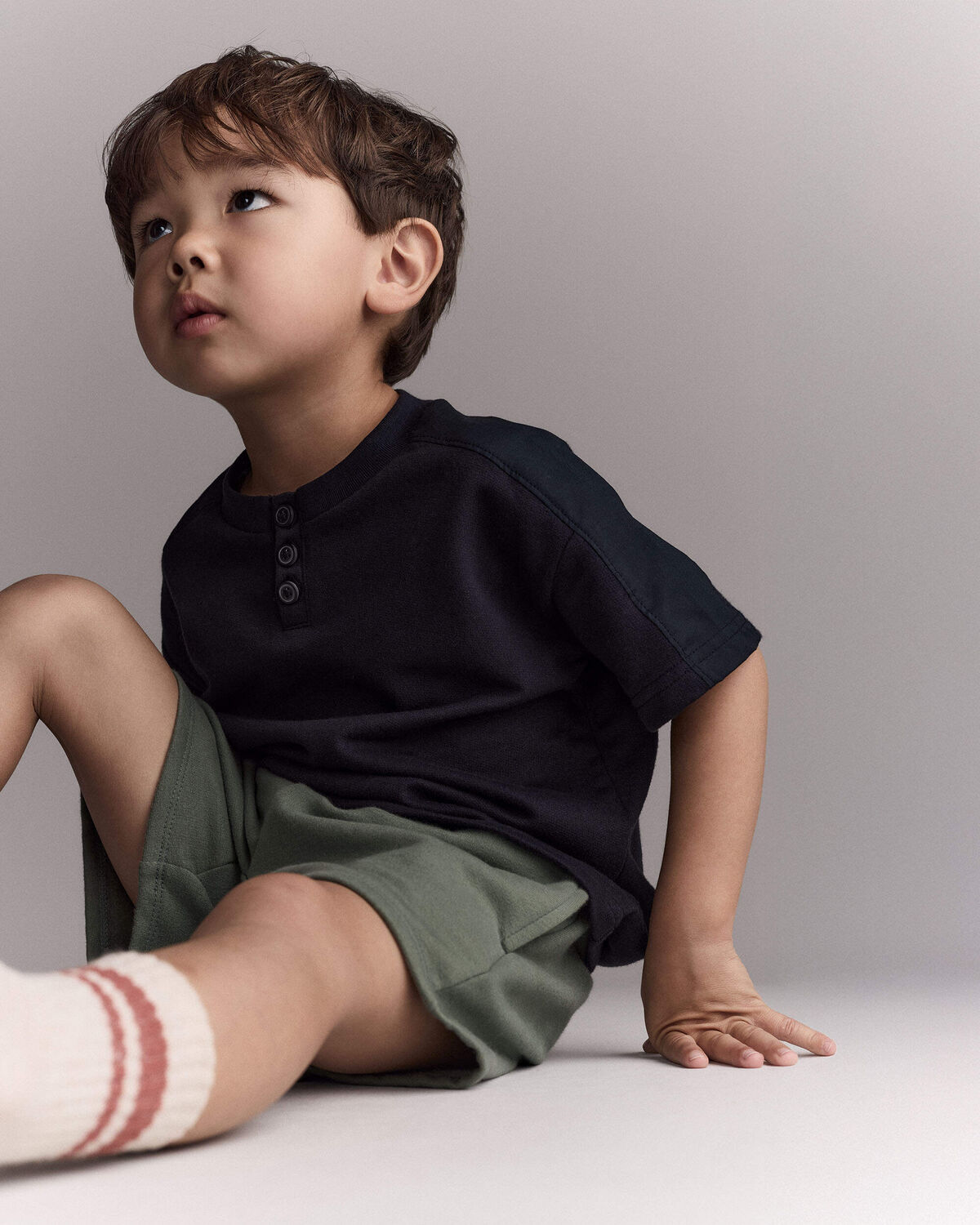 Toddler Boy Henley Tee - Black - Image 4