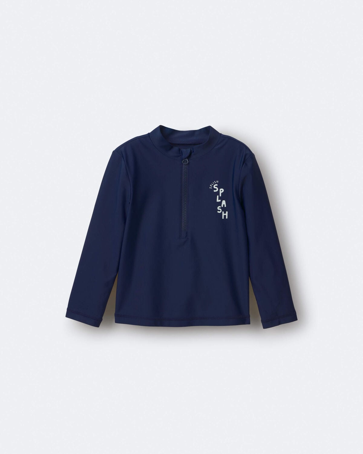Toddler Boy 'Splish Splash' Half-Zip Long-Sleeve Rashguard - Navy - Image 2