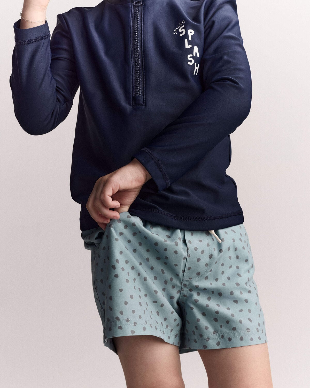 Toddler Boy 'Splish Splash' Half-Zip Long-Sleeve Rashguard - Navy - Image 3