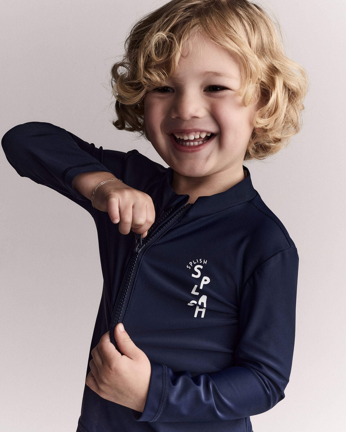 Toddler Boy 'Splish Splash' Half-Zip Long-Sleeve Rashguard - Navy - Image 4