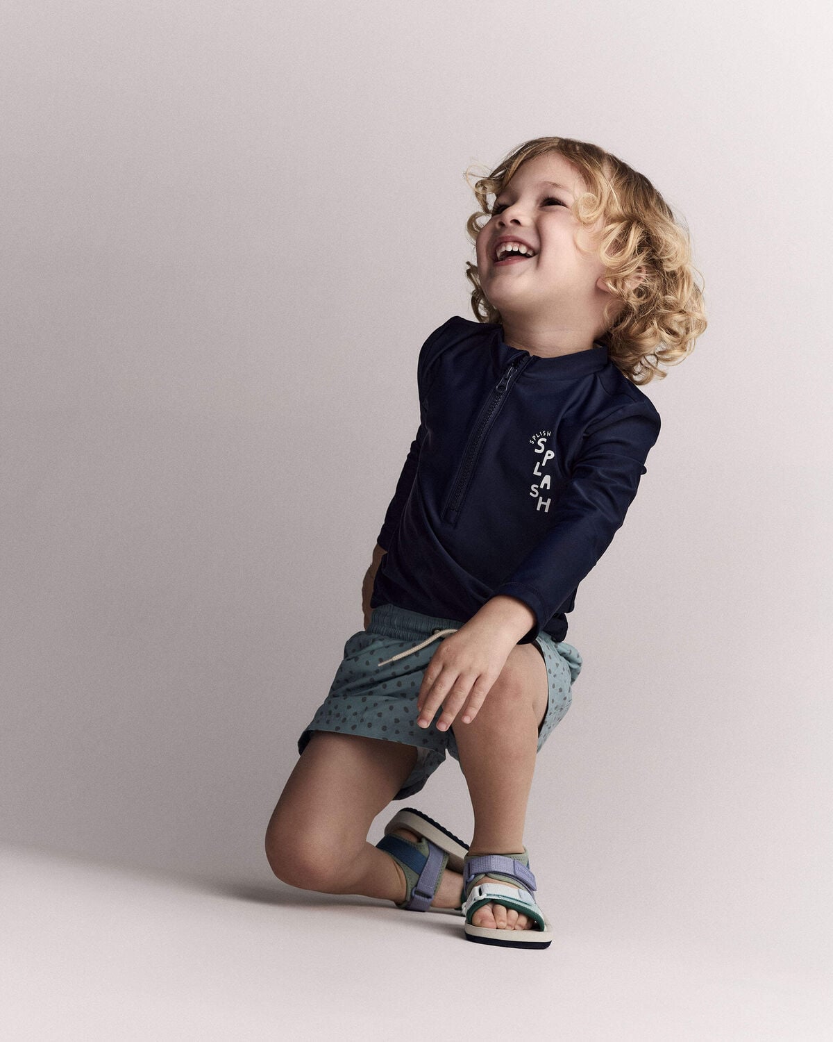 Toddler Boy 'Splish Splash' Half-Zip Long-Sleeve Rashguard - Navy - Image 5