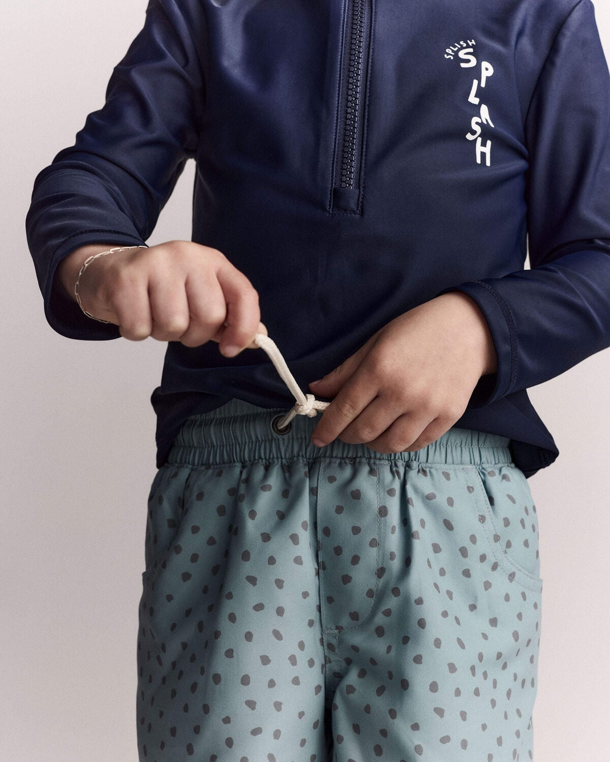 Toddler Boy Swim Trunk in Dot Print - Pale Blue - Image 3