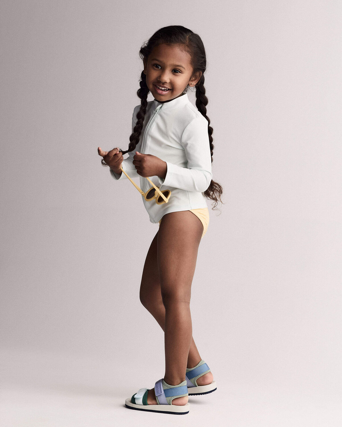Toddler Full-Zip Long-Sleeve Rashguard - Light Blue - Image 4