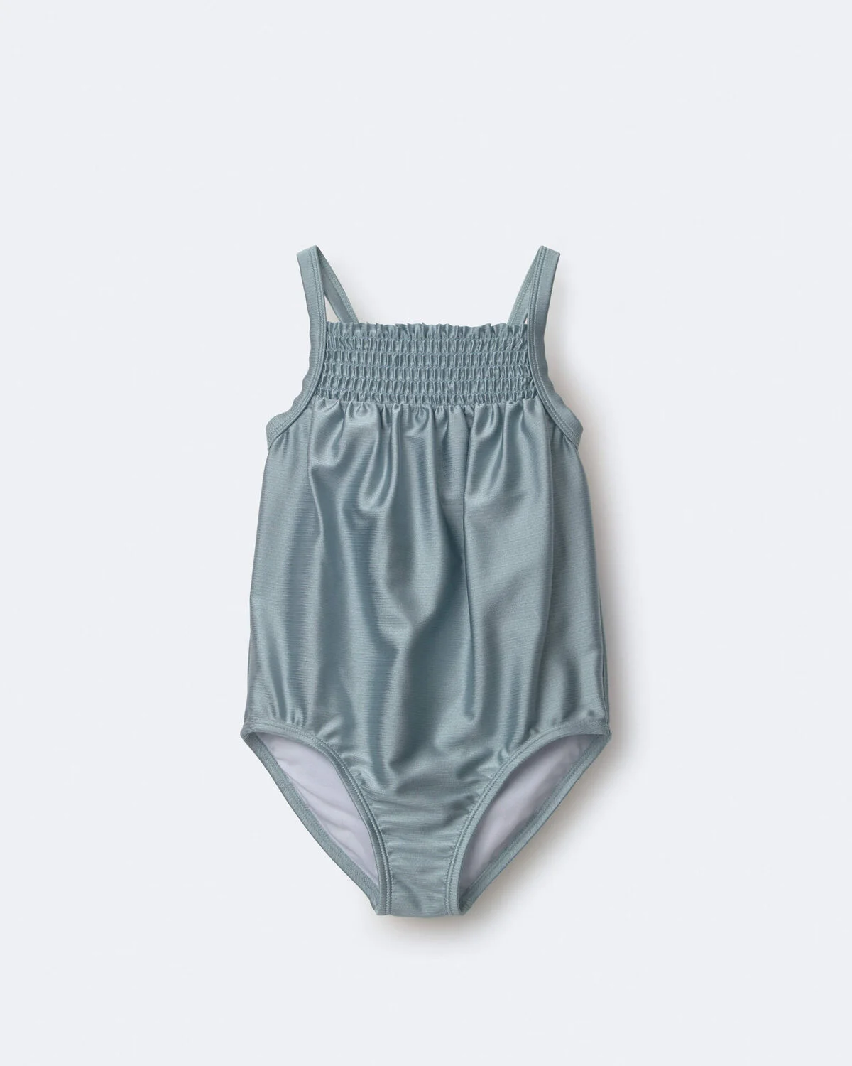 Toddler Girl Smocked One-Piece Swimsuit - Pale Blue - Image 2