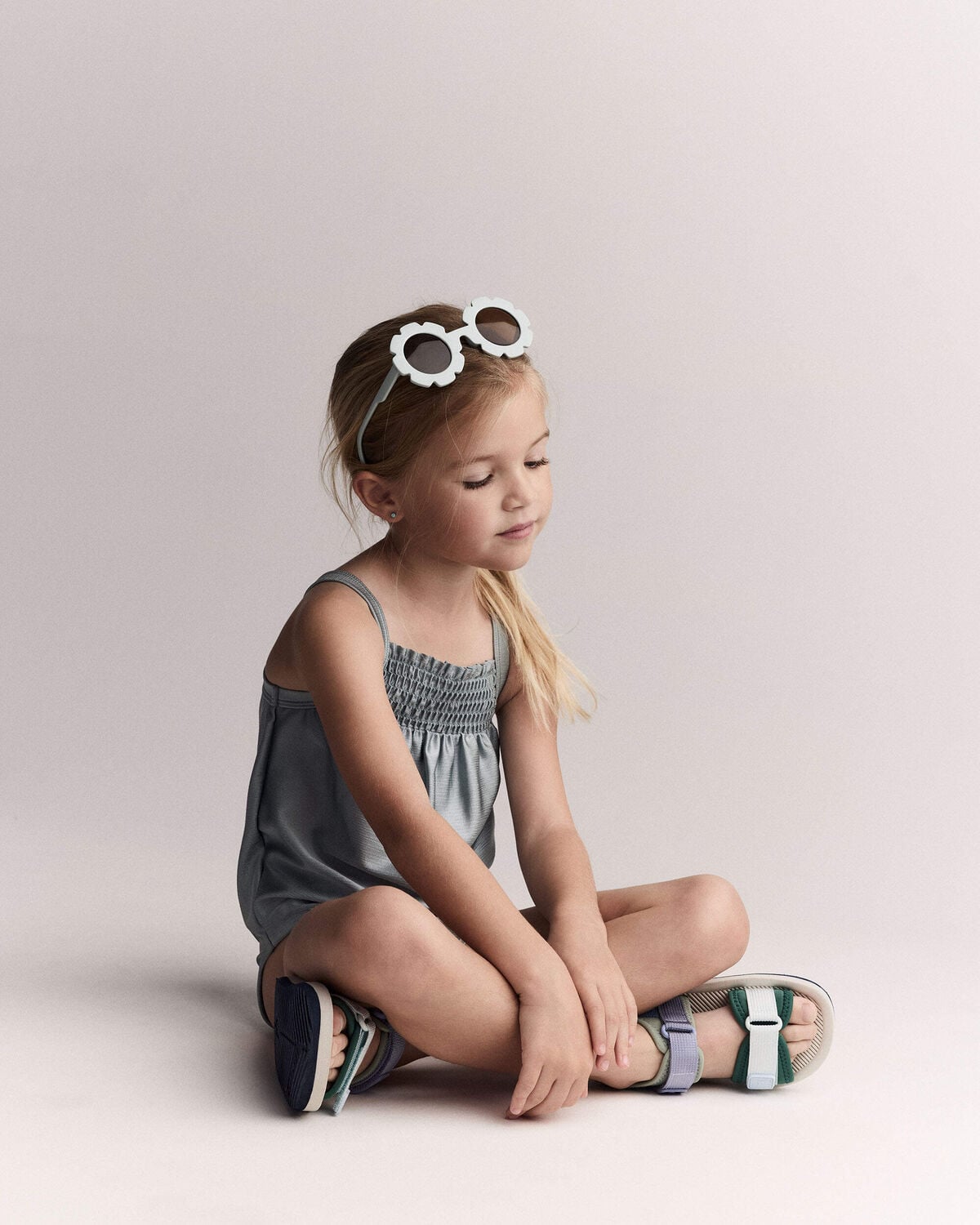 Toddler Girl Smocked One-Piece Swimsuit - Pale Blue - Image 6