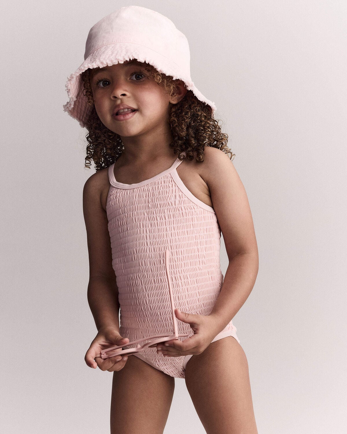 Toddler Girl Smocked One-Piece Swimsuit - Light Pink - Image 6