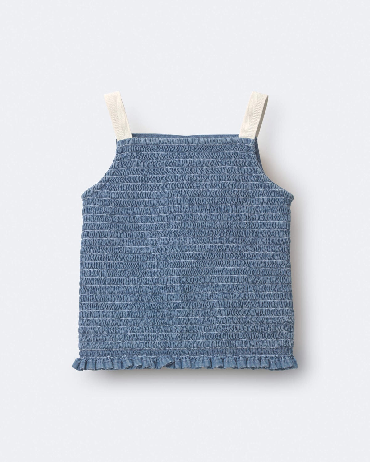 Toddler Girl Smocked Peplum Top in Chambray - Image 2