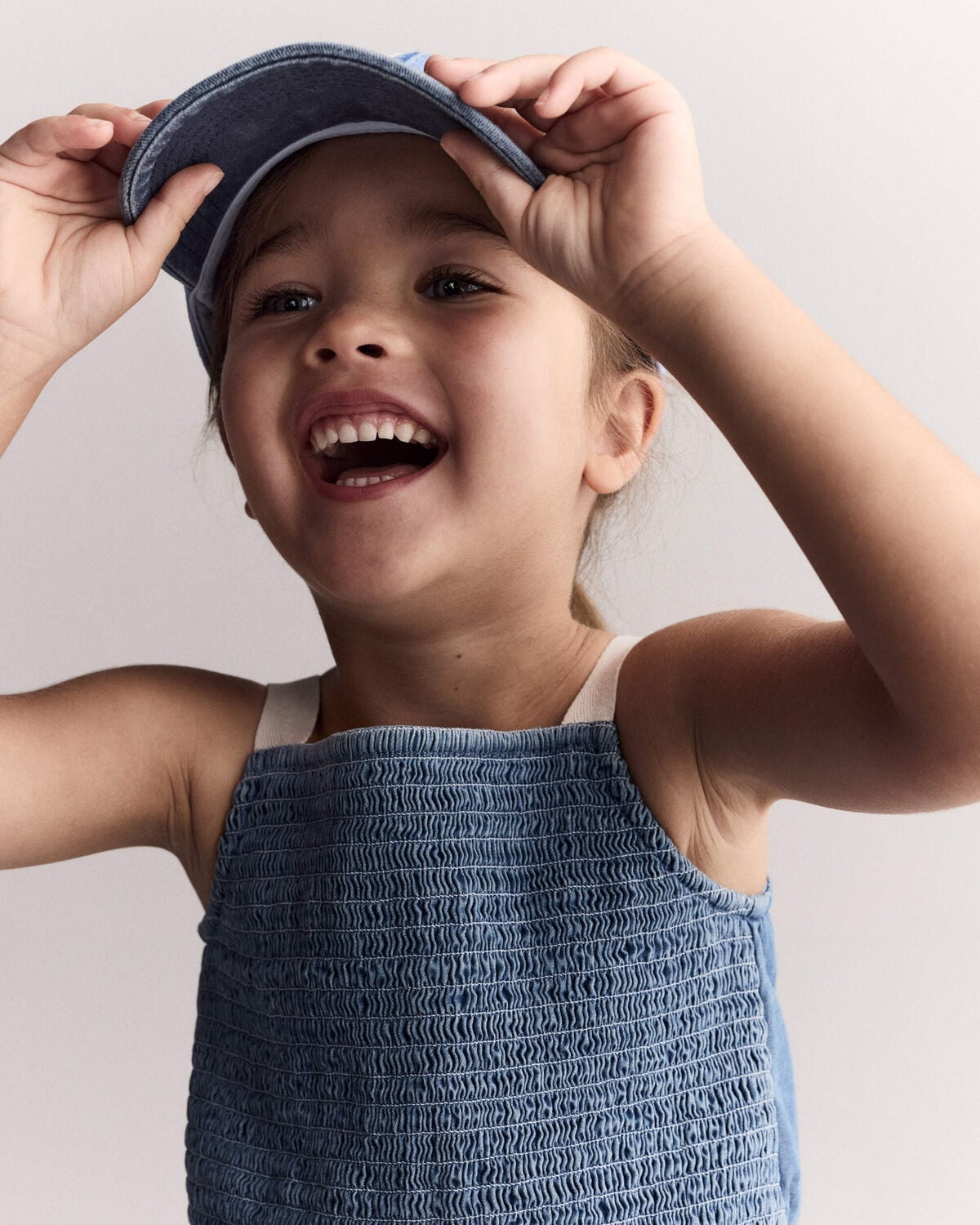 Toddler Girl Smocked Peplum Top in Chambray - Image 5