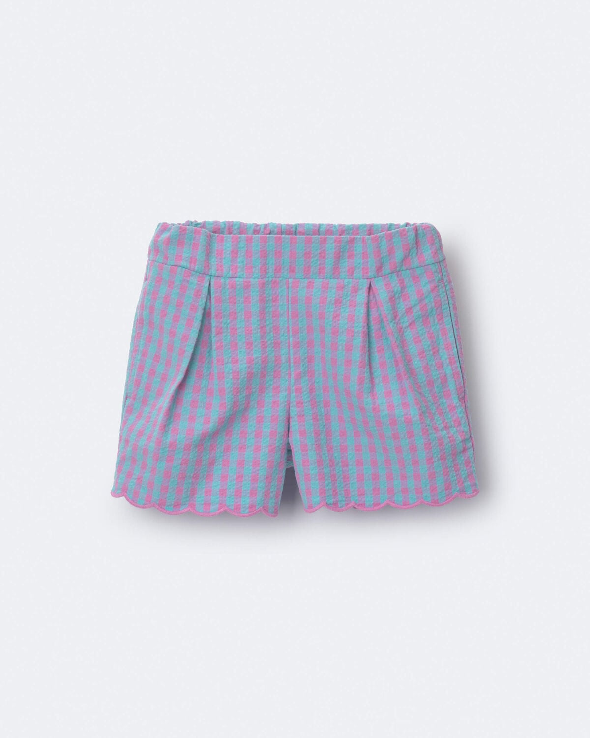 Toddler Girl Scalloped Gingham Shorts - Blue/Purple - Image 3