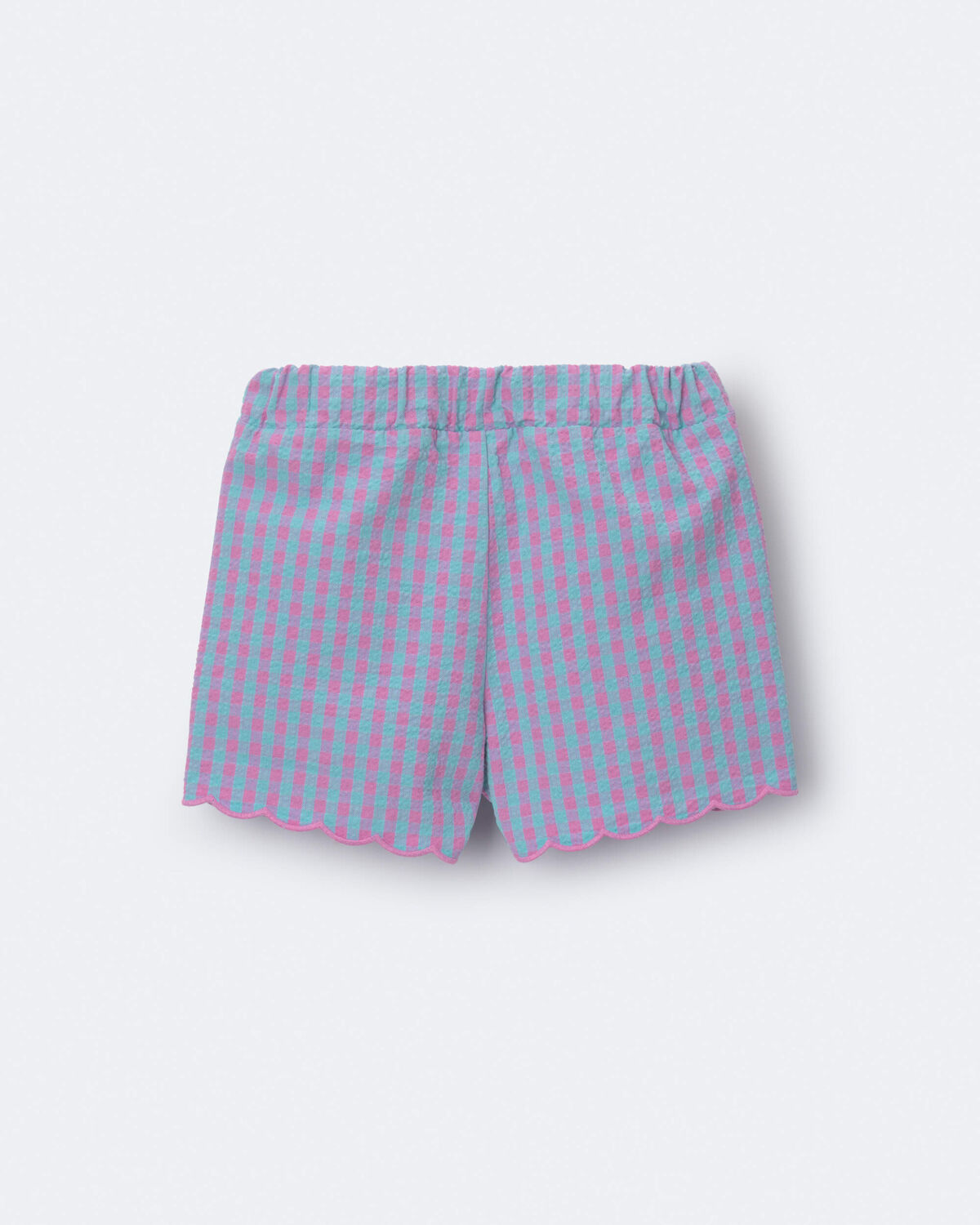 Toddler Girl Scalloped Gingham Shorts - Blue/Purple - Image 6