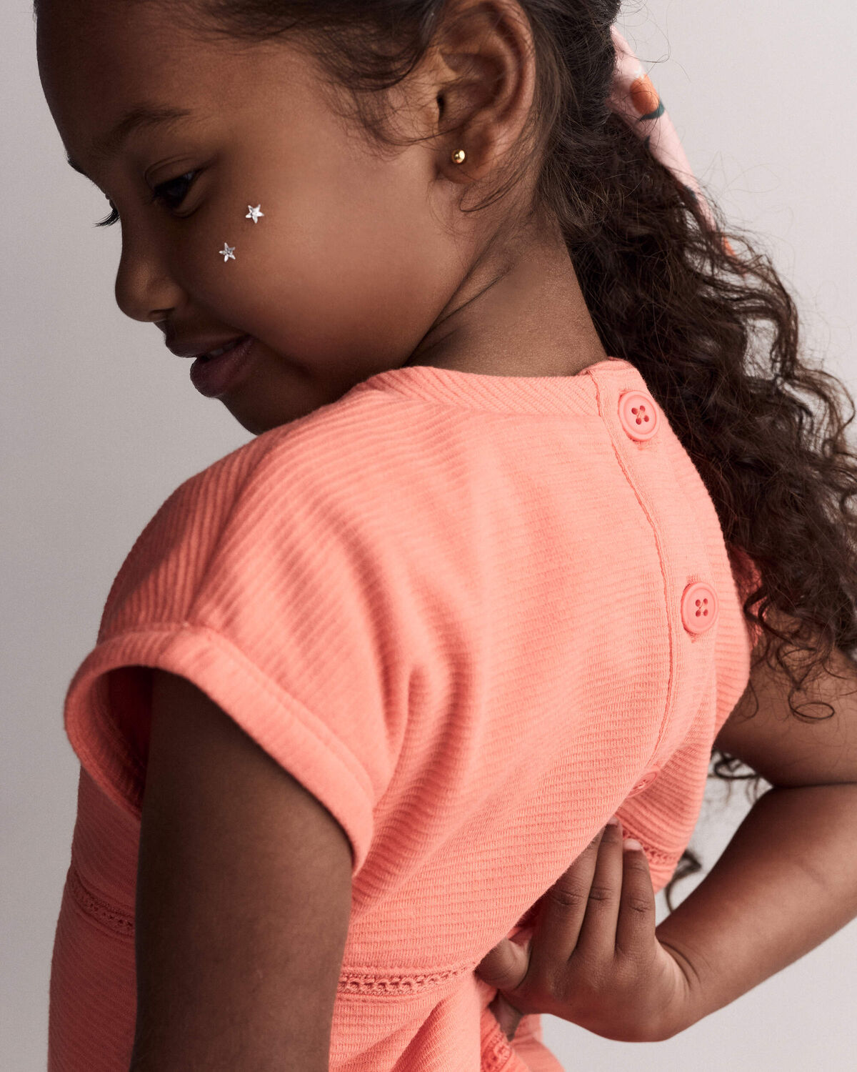 Toddler Girl Drop Waist Short-Sleeve Dress - Orange - Image 3