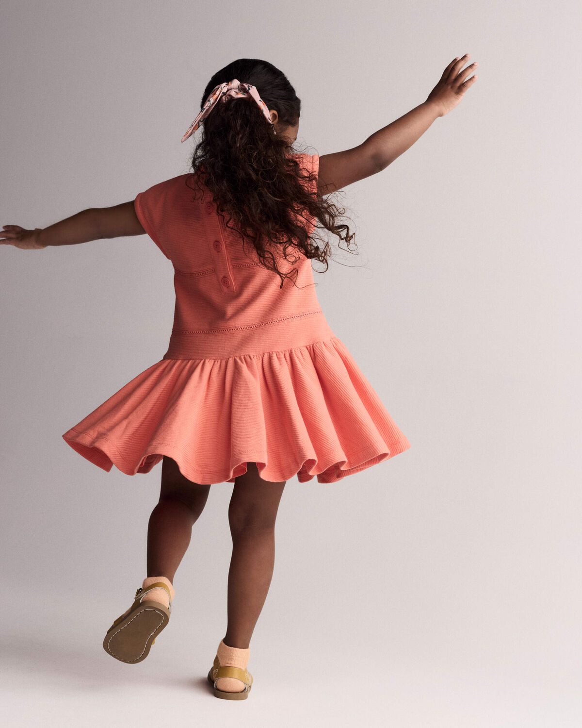 Toddler Girl Drop Waist Short-Sleeve Dress - Orange - Image 4