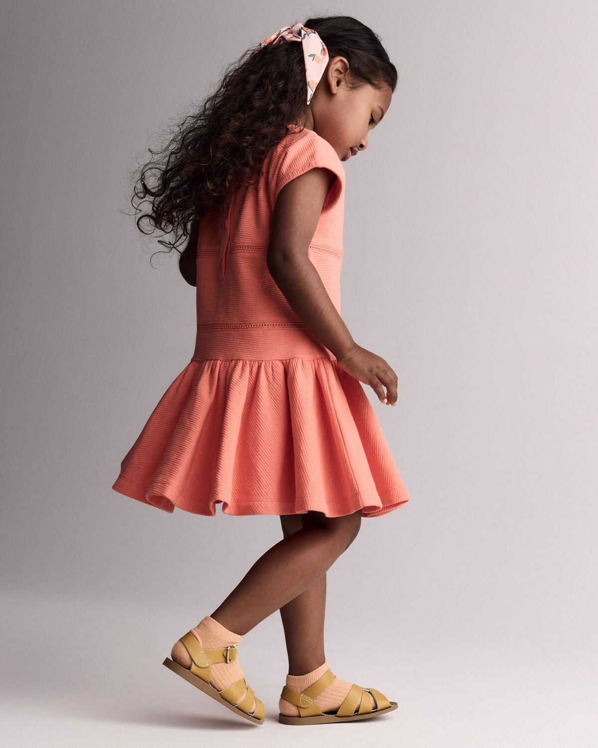 Toddler Girl Drop Waist Short-Sleeve Dress - Orange - Image 5