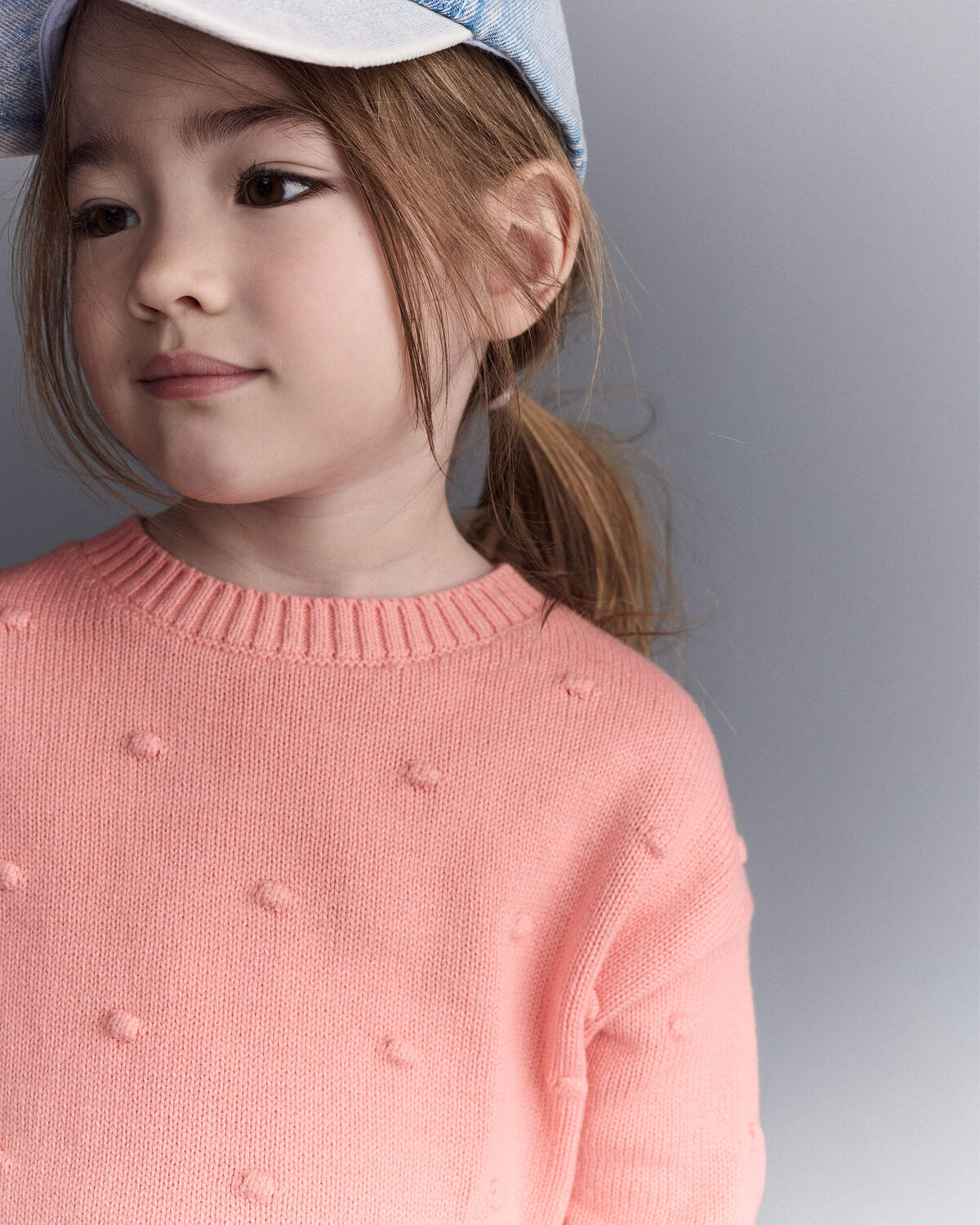 Toddler Girl Popcorn Sweater - Coral - Image 4