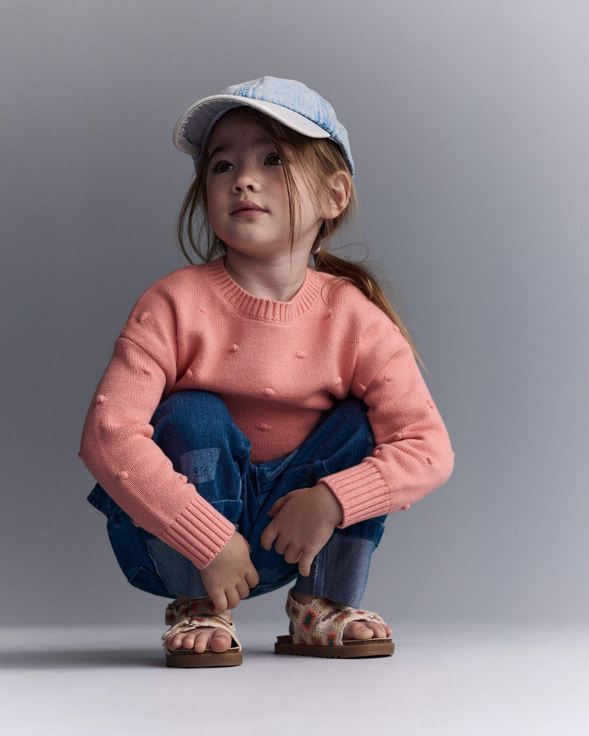 Toddler Girl Popcorn Sweater - Coral - Image 5
