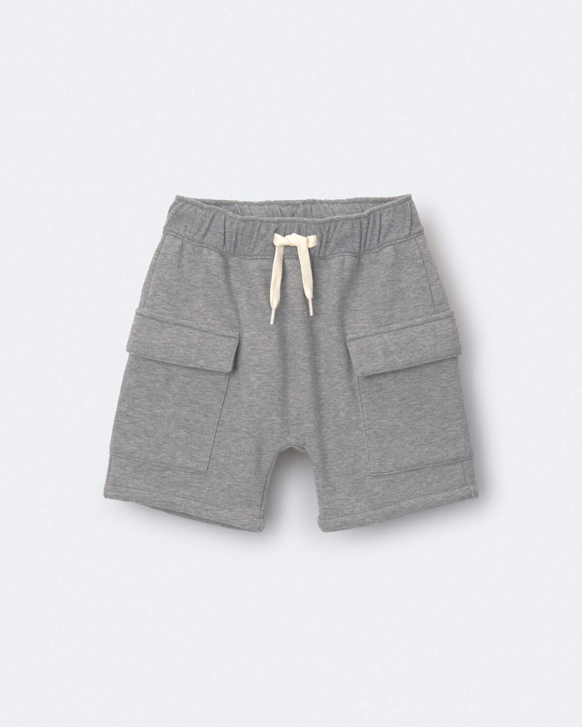 Toddler Boy French Terry Cargo Shorts with Pockets - Grey - Image 2