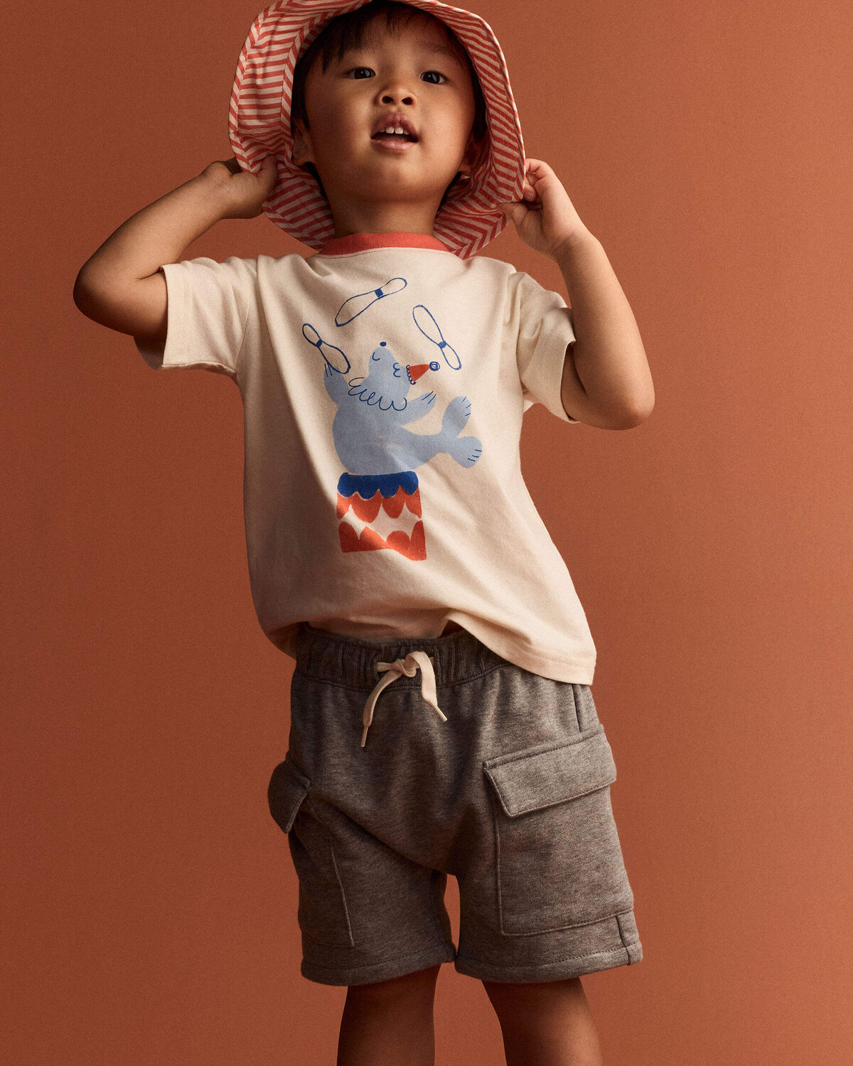 Toddler Boy French Terry Cargo Shorts with Pockets - Grey - Image 6