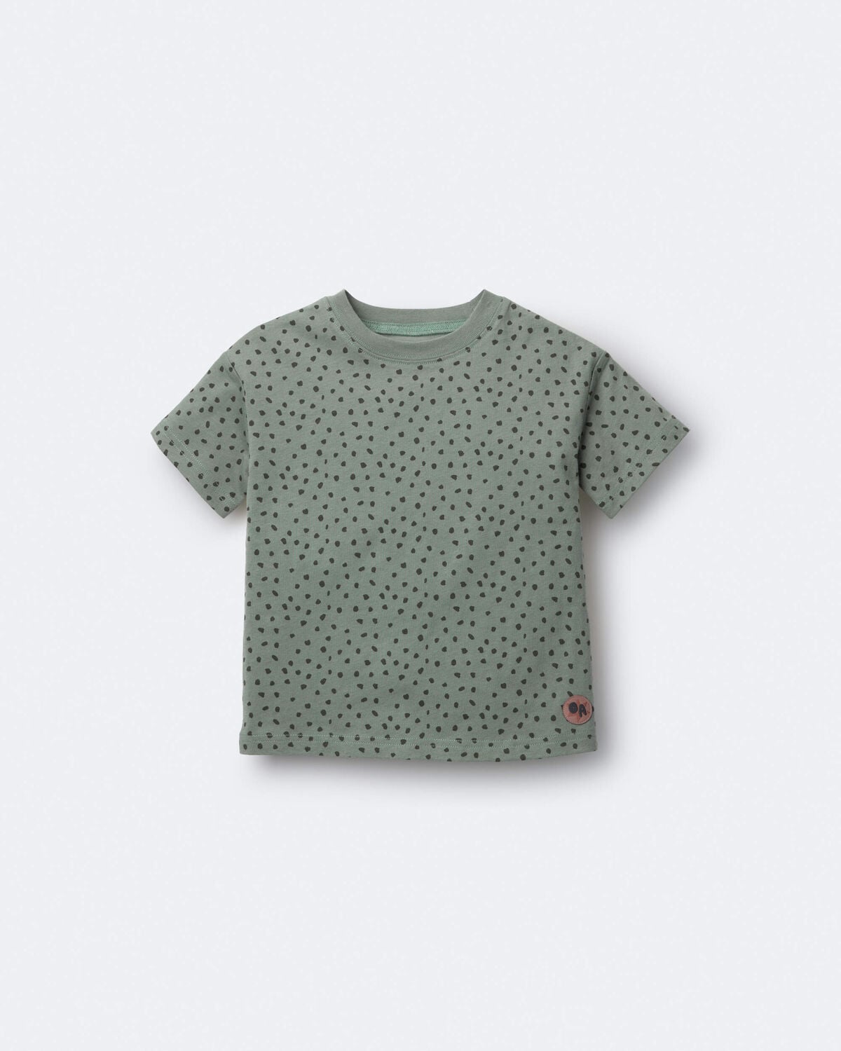 Toddler Relaxed Tee in Dot Print - Olive - Image 2