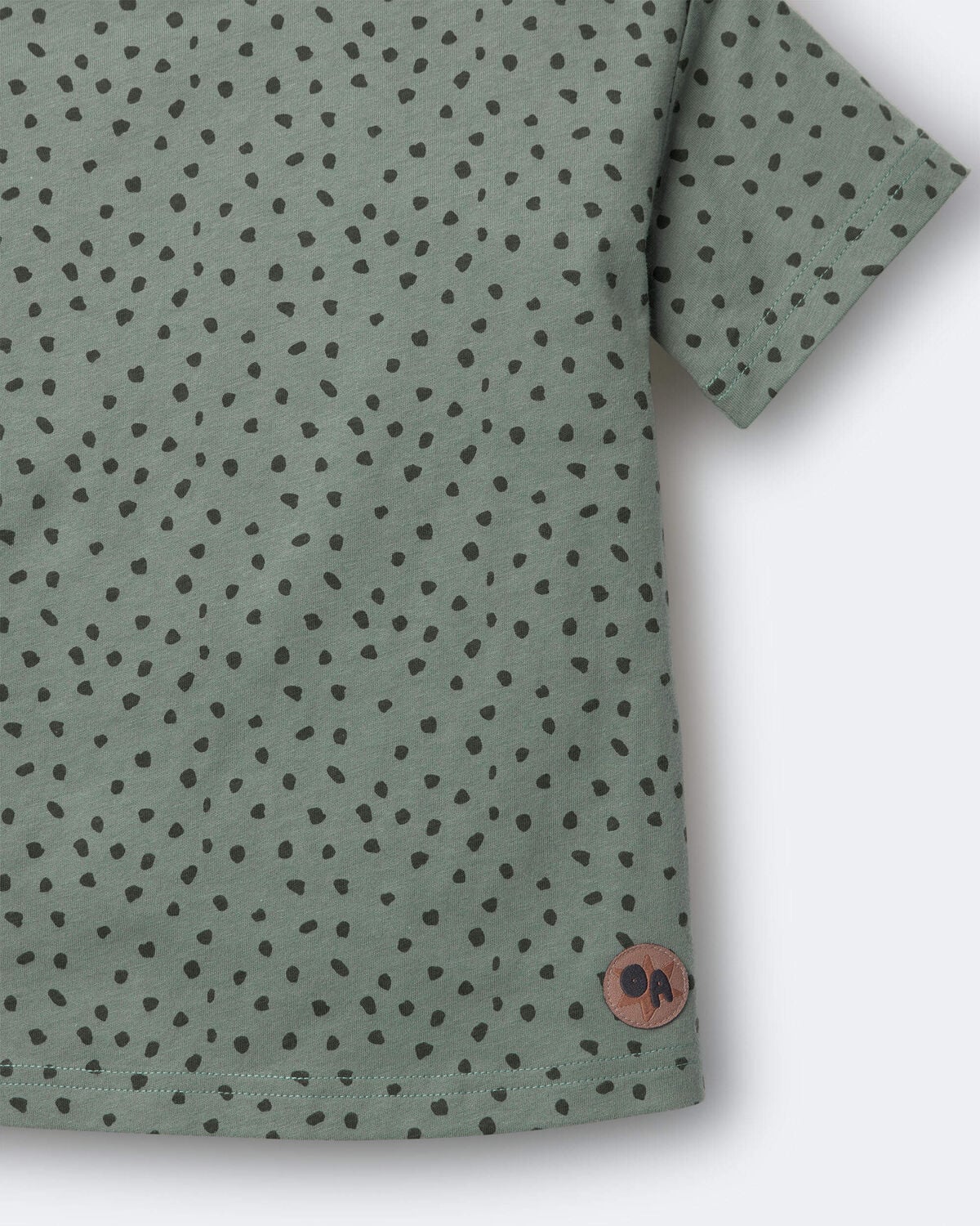 Toddler Relaxed Tee in Dot Print - Olive - Image 4