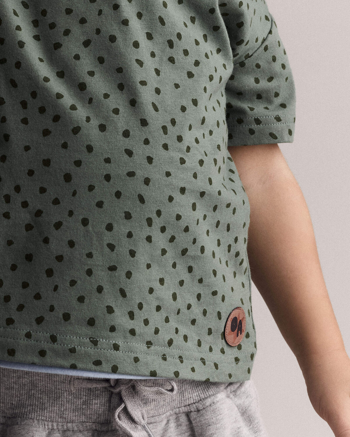 Toddler Relaxed Tee in Dot Print - Olive - Image 5