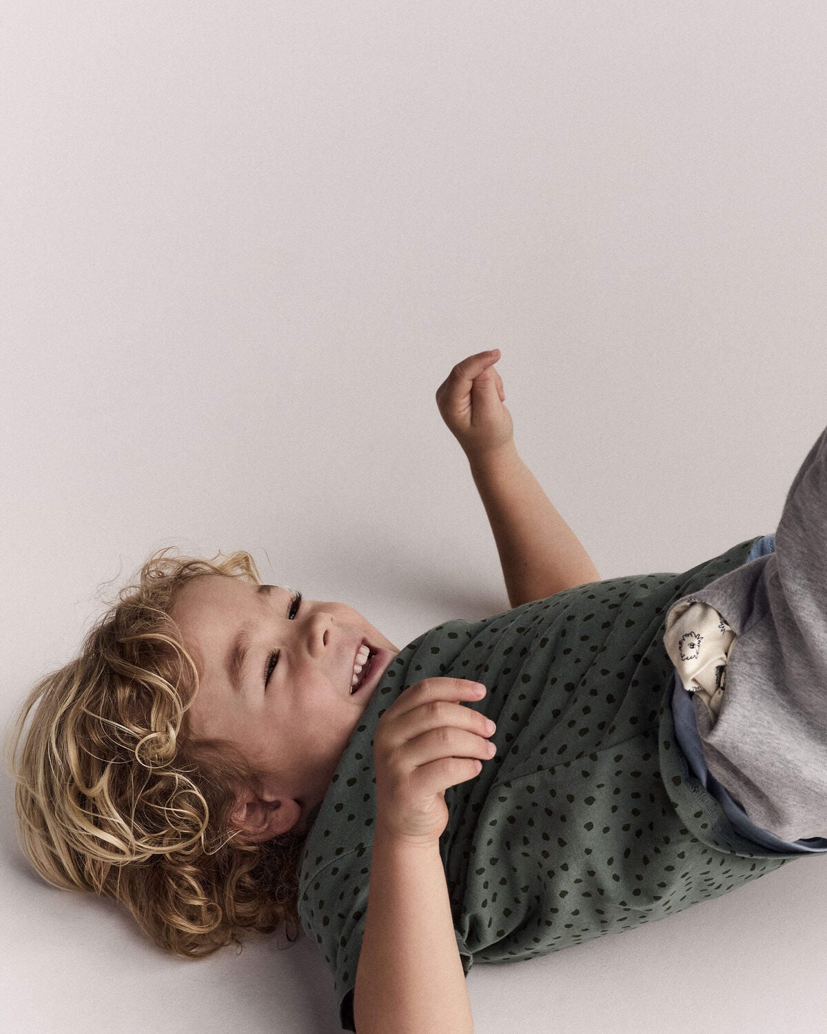 Toddler Relaxed Tee in Dot Print - Olive - Image 6