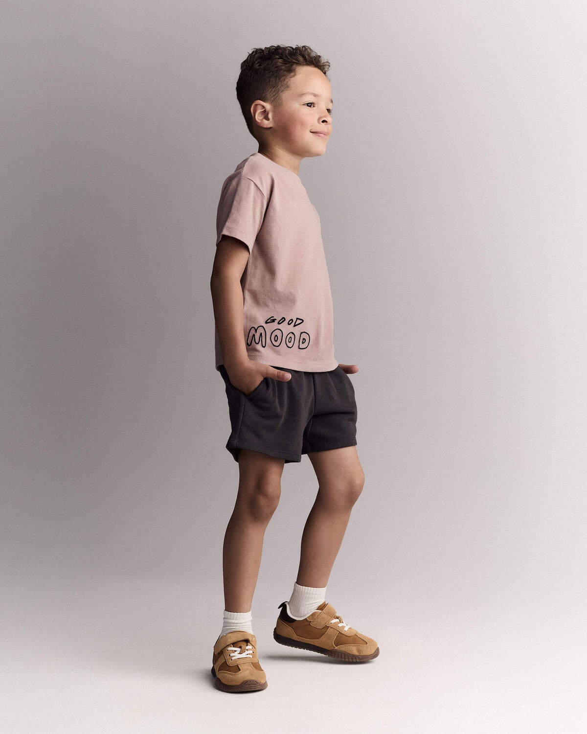 Toddler 'Good Mood' Relaxed Tee - Mauve