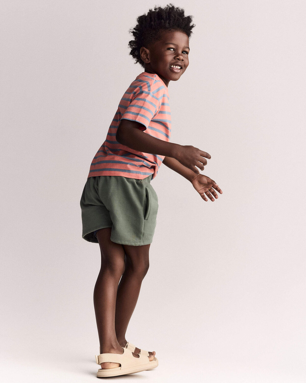 Toddler Boy Relaxed Tee in Stripes - Orange/Blue - Image 6