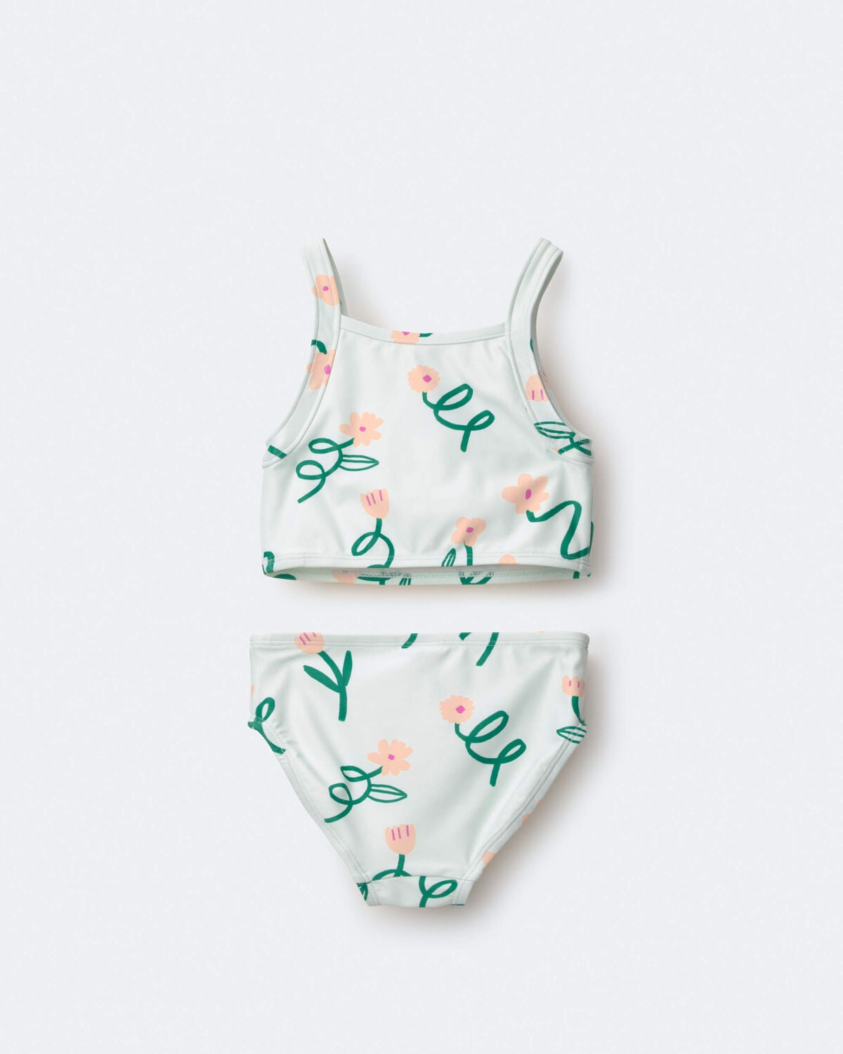 Toddler Girl Tankini in Floral Print - Light Green - Image 5