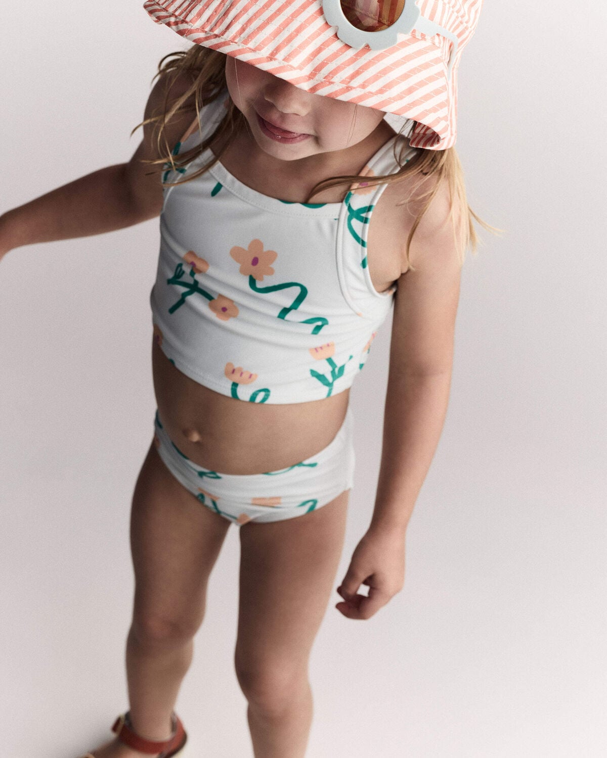 Toddler Girl Tankini in Floral Print - Light Green - Image 6