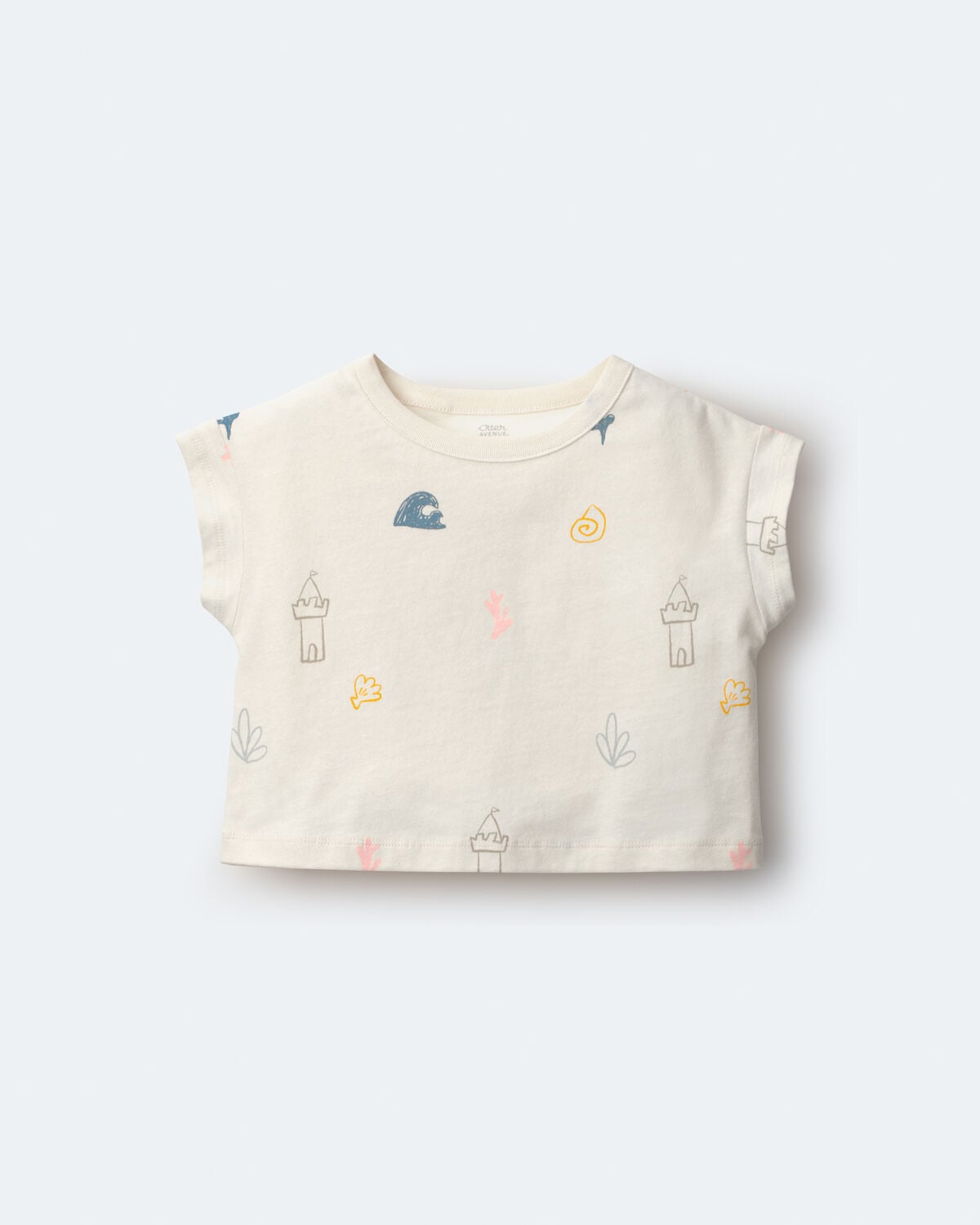 Toddler Girl Boxy Tee in Sandcastle Print - Cream - Image 2