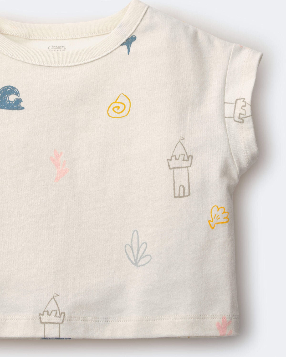 Toddler Girl Boxy Tee in Sandcastle Print - Cream - Image 6