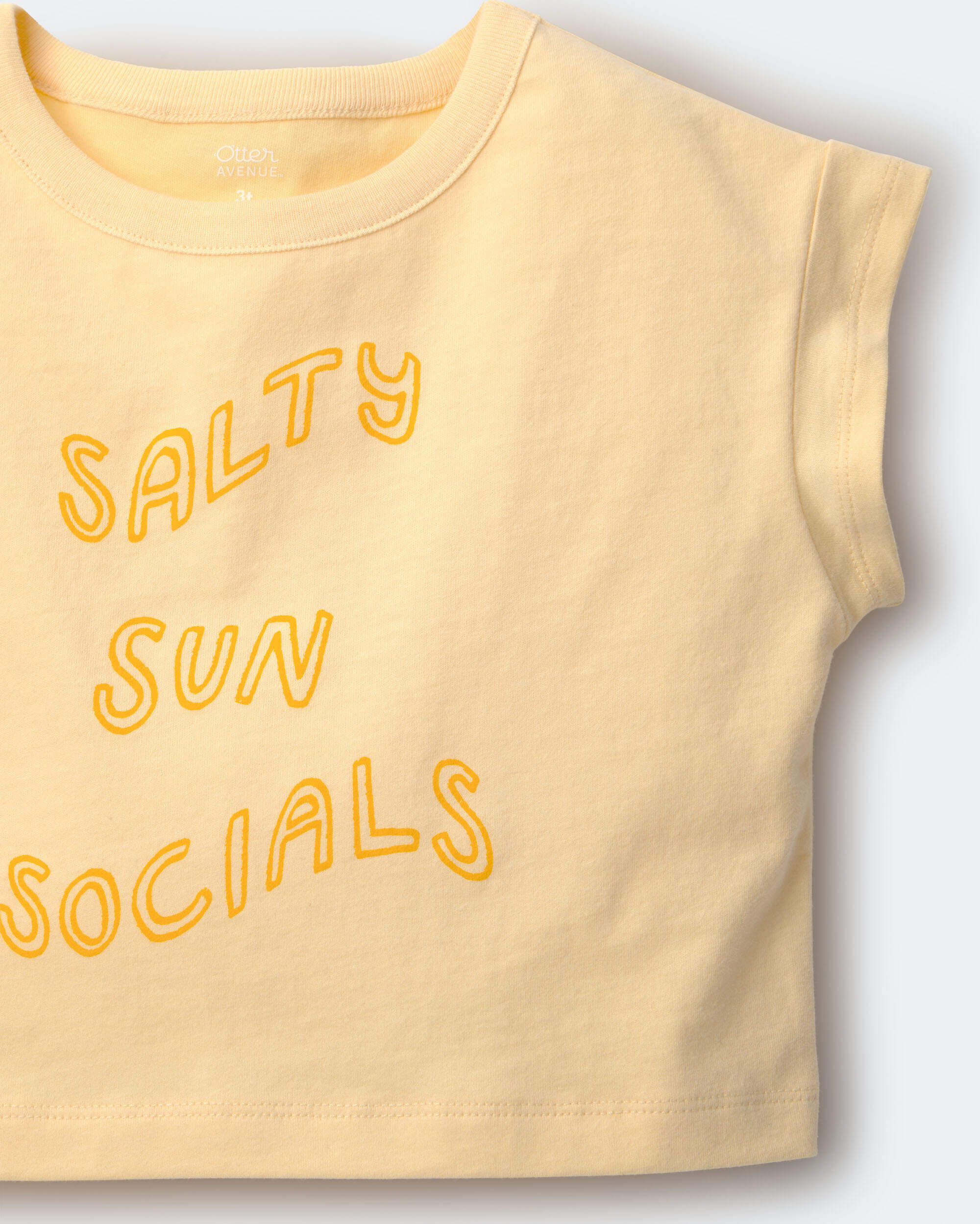 Toddler Girl 'Salty Sun Socials' Boxy Tee - Yellow - Image 6