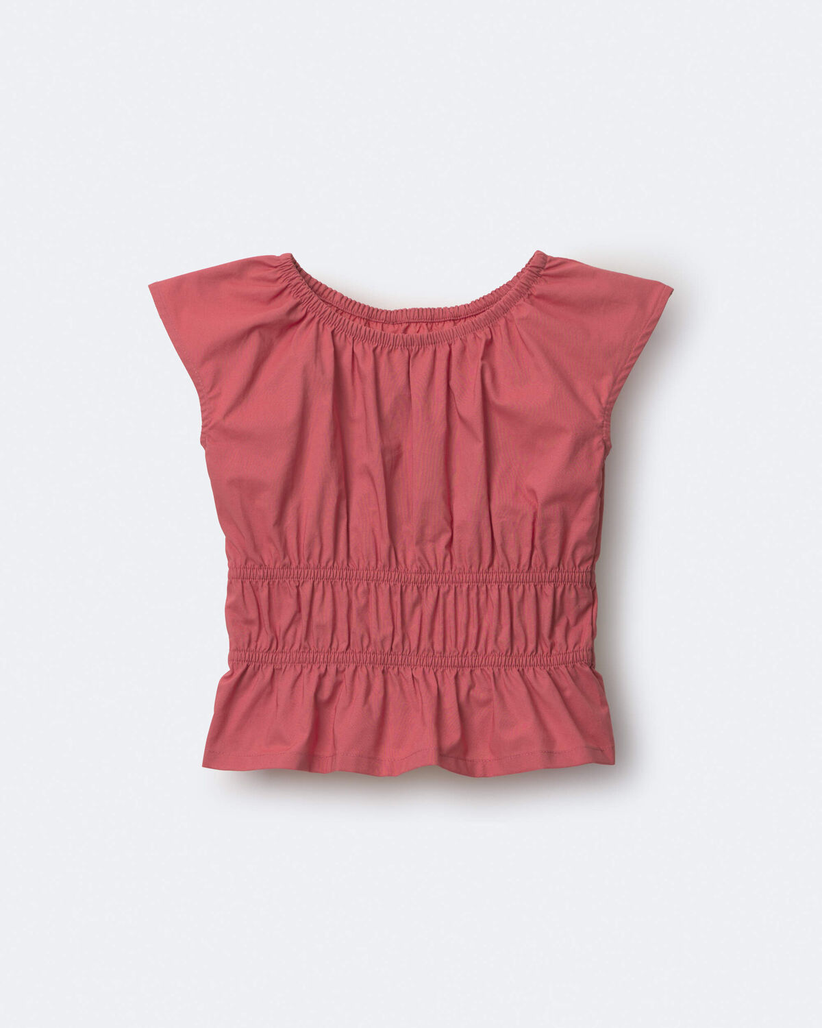 Toddler Girl Elastic Waist Peplum Top - Rose - Image 2