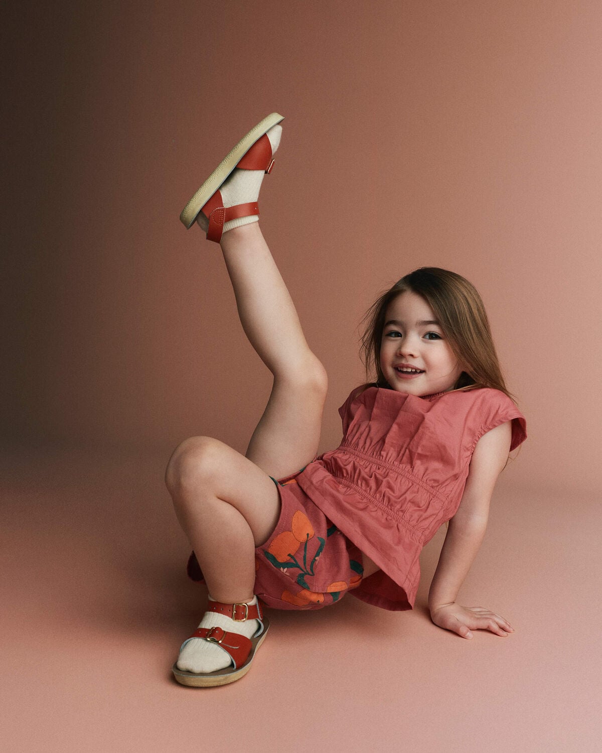 Toddler Girl Elastic Waist Peplum Top - Rose - Image 3