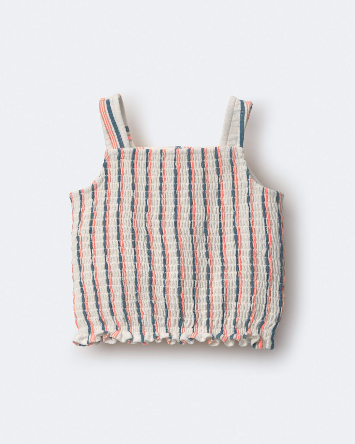 Toddler Girl Smocked Top in Stripes - Cream - Image 2
