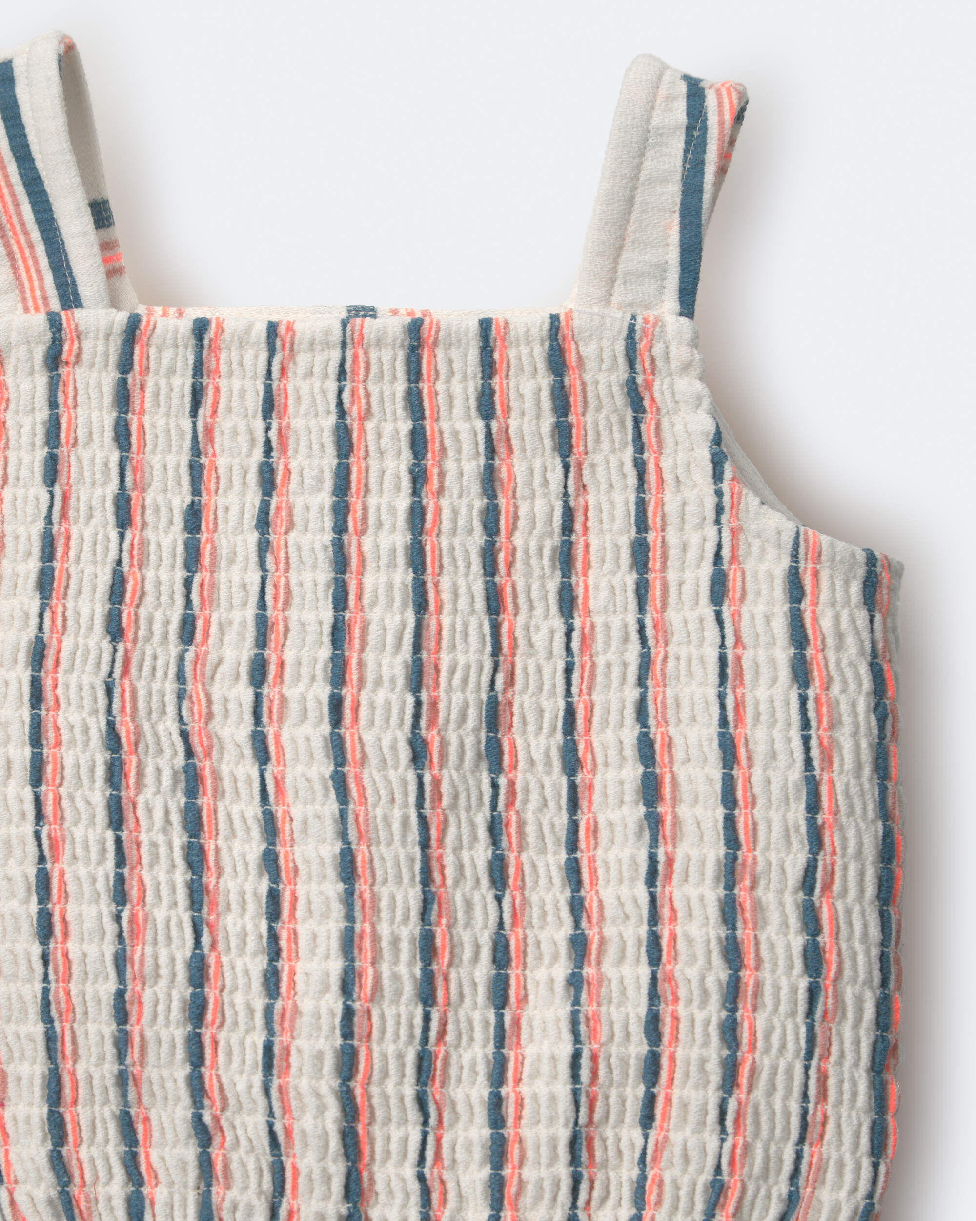 Toddler Girl Smocked Top in Stripes - Cream - Image 6
