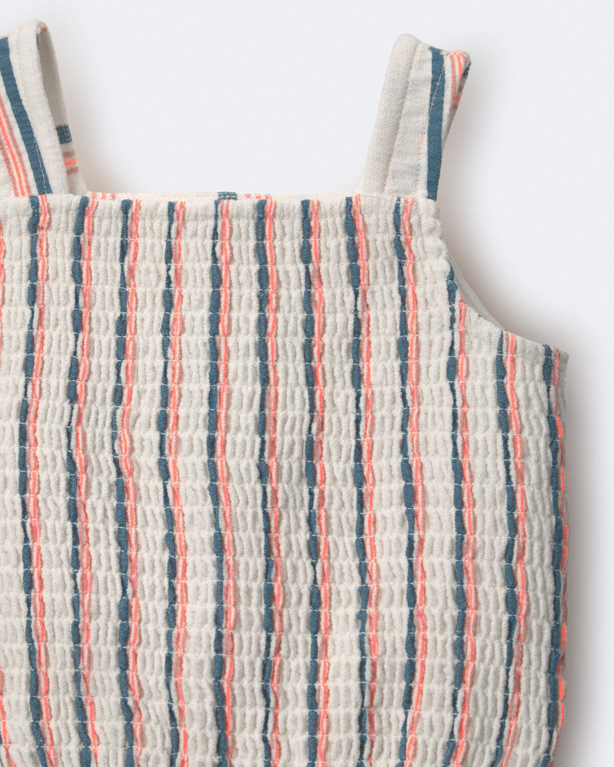 Toddler Girl Smocked Top in Stripes - Cream - Image 5
