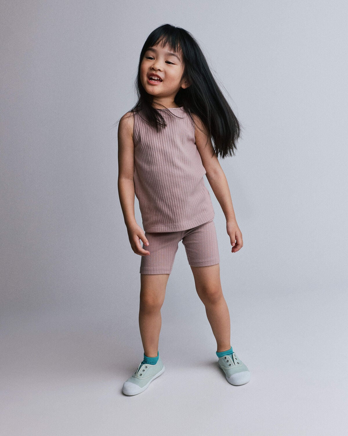 Toddler Girl Ribbed Playtime Tank Top - Mauve - Image 3