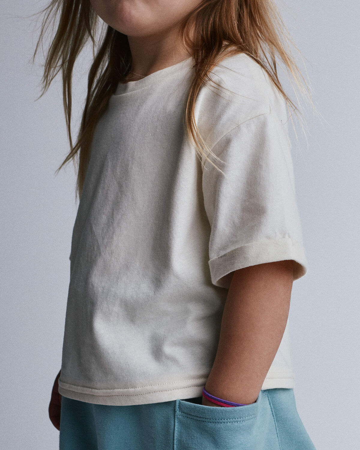 Toddler Rolled Cuff Tee - Cream - Image 3