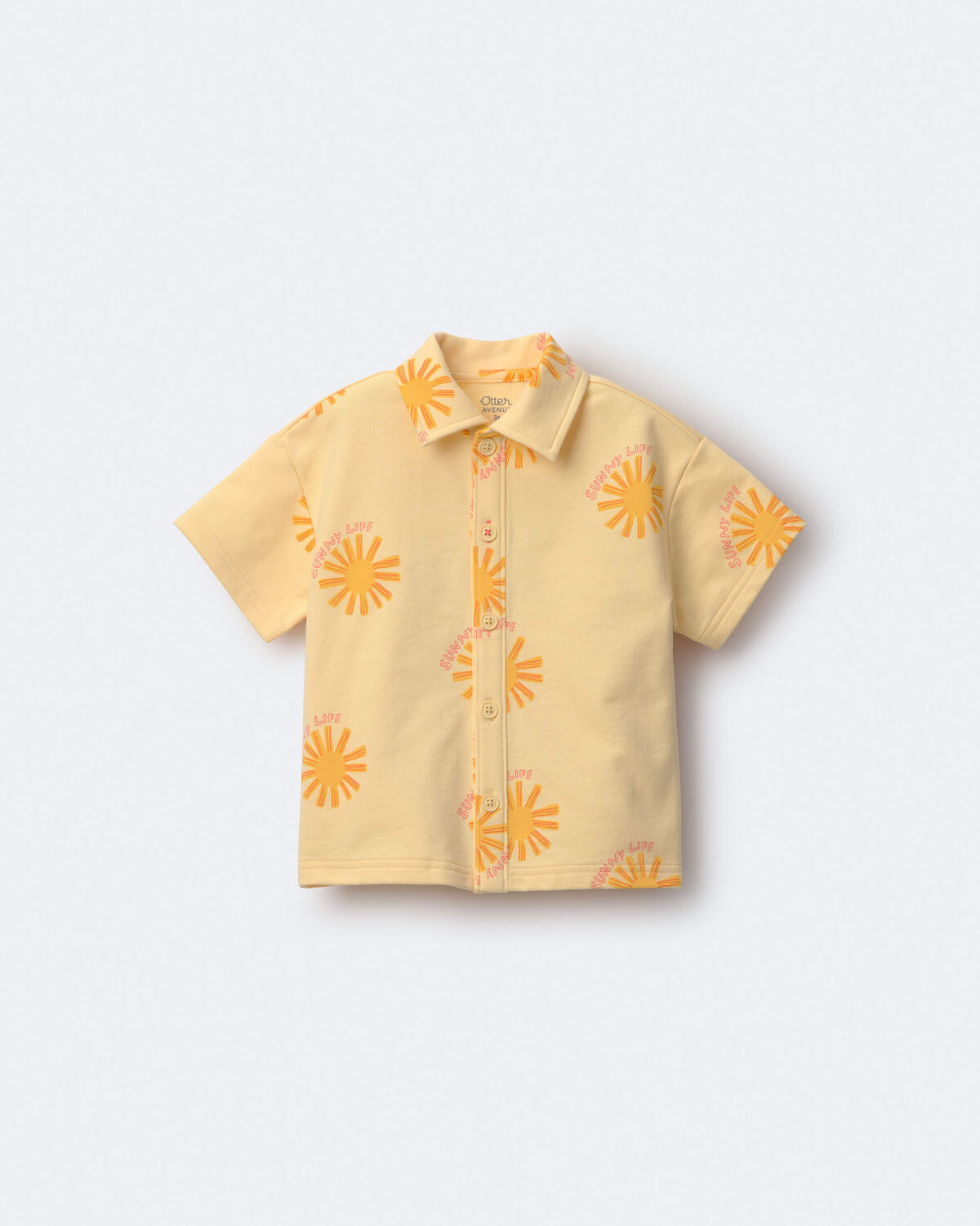 Toddler Boy Button-Down Short-Sleeve Shirt in Sunny Life Print - Yellow - Image 2