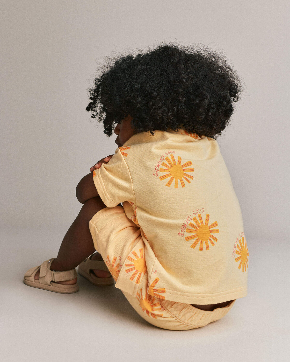 Toddler Boy Button-Down Short-Sleeve Shirt in Sunny Life Print - Yellow - Image 5