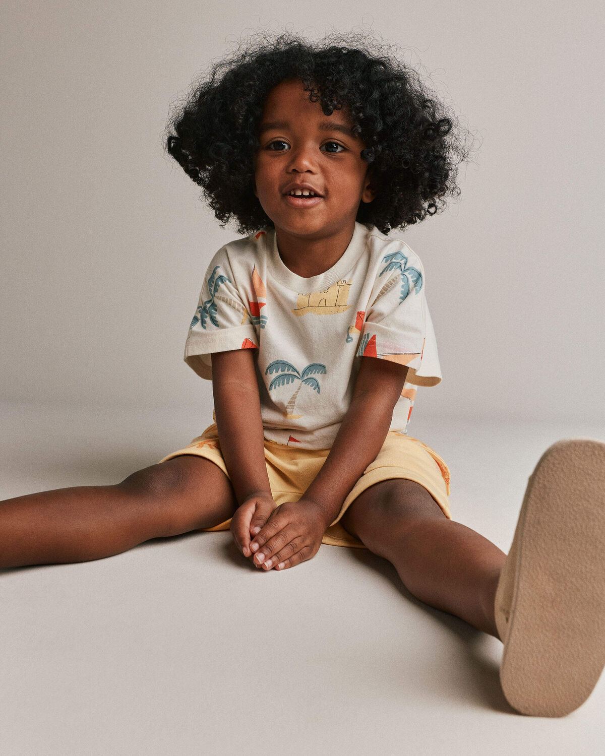 Toddler Dolman Tee in Sandcastle Print - Cream - Image 3