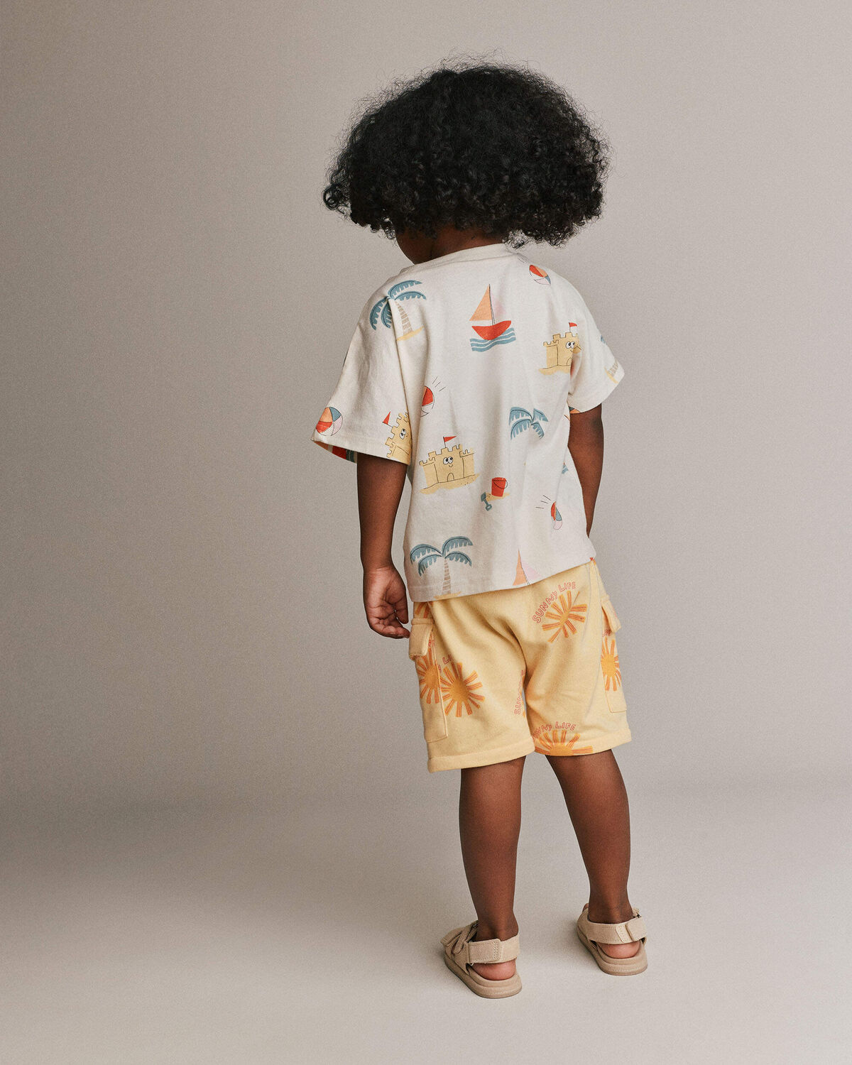 Toddler Dolman Tee in Sandcastle Print - Cream - Image 4