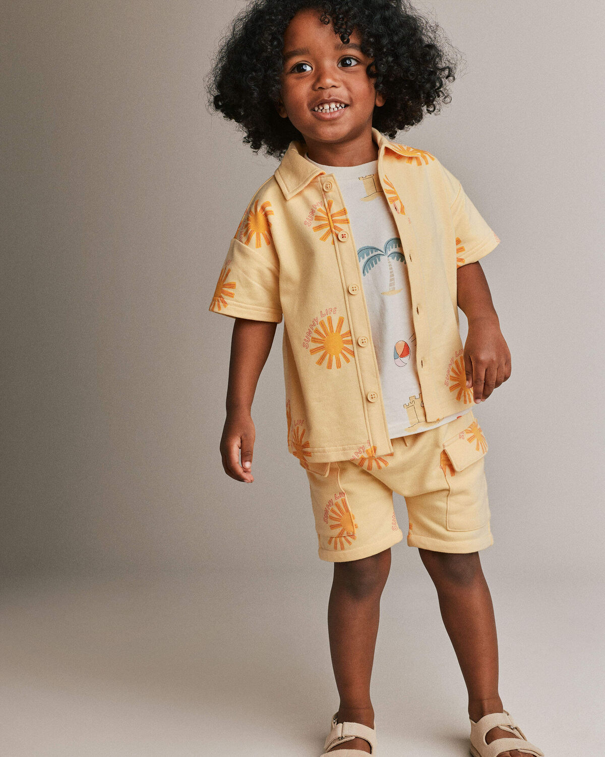 Toddler Dolman Tee in Sandcastle Print - Cream - Image 5