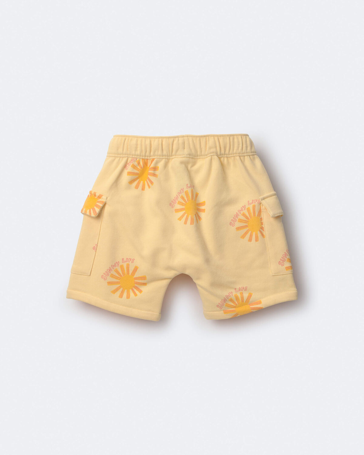Toddler Boy French Terry Cargo Shorts in Sunny Life Print - Yellow - Image 5