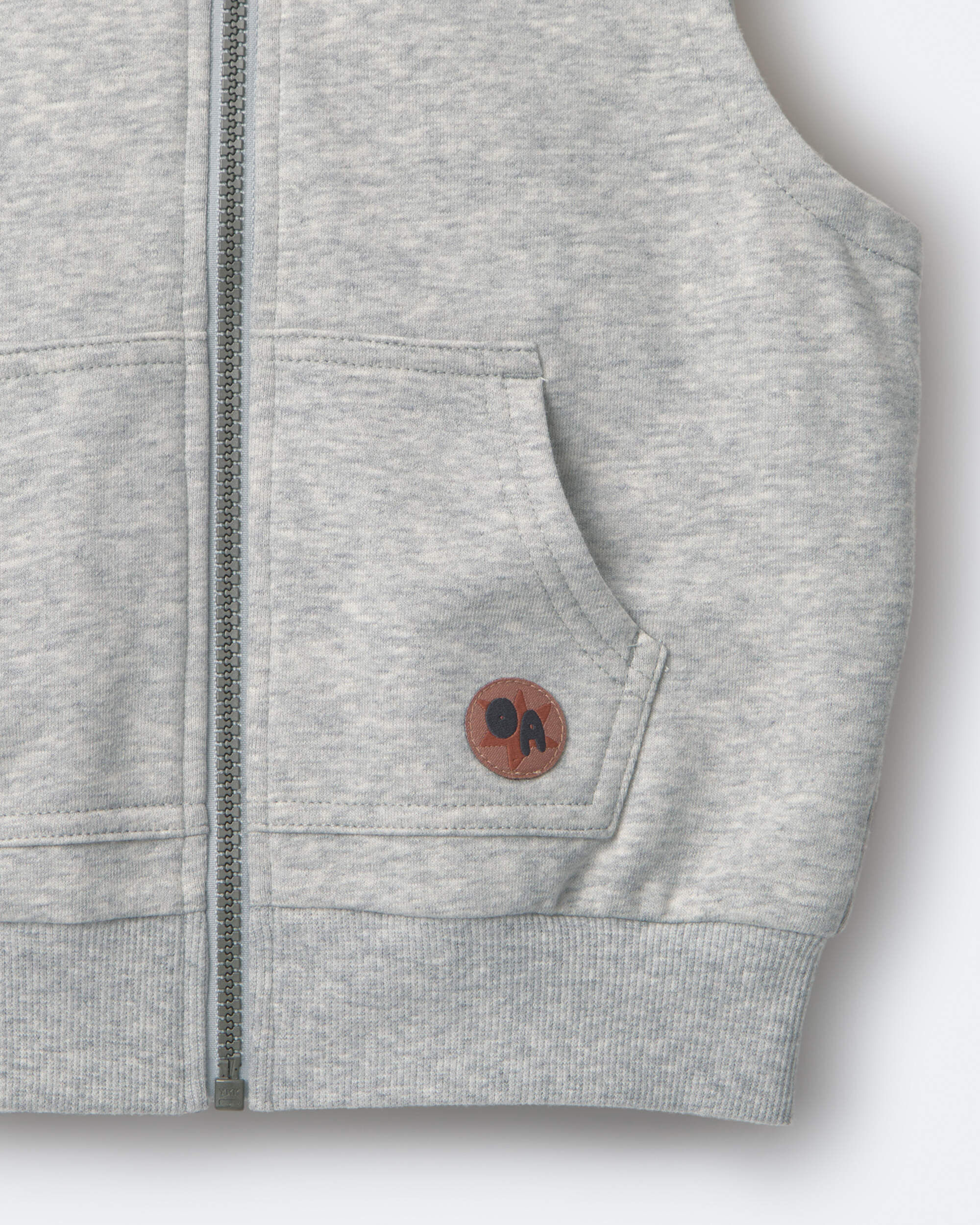 Toddler Boy French Terry Hooded Vest with Pocket - Heather Grey - Image 6