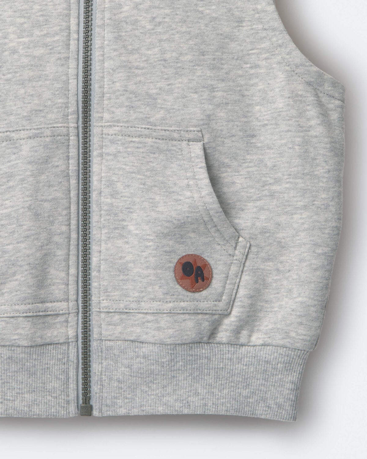 Toddler Boy French Terry Hooded Vest with Pocket - Heather Grey - Image 5