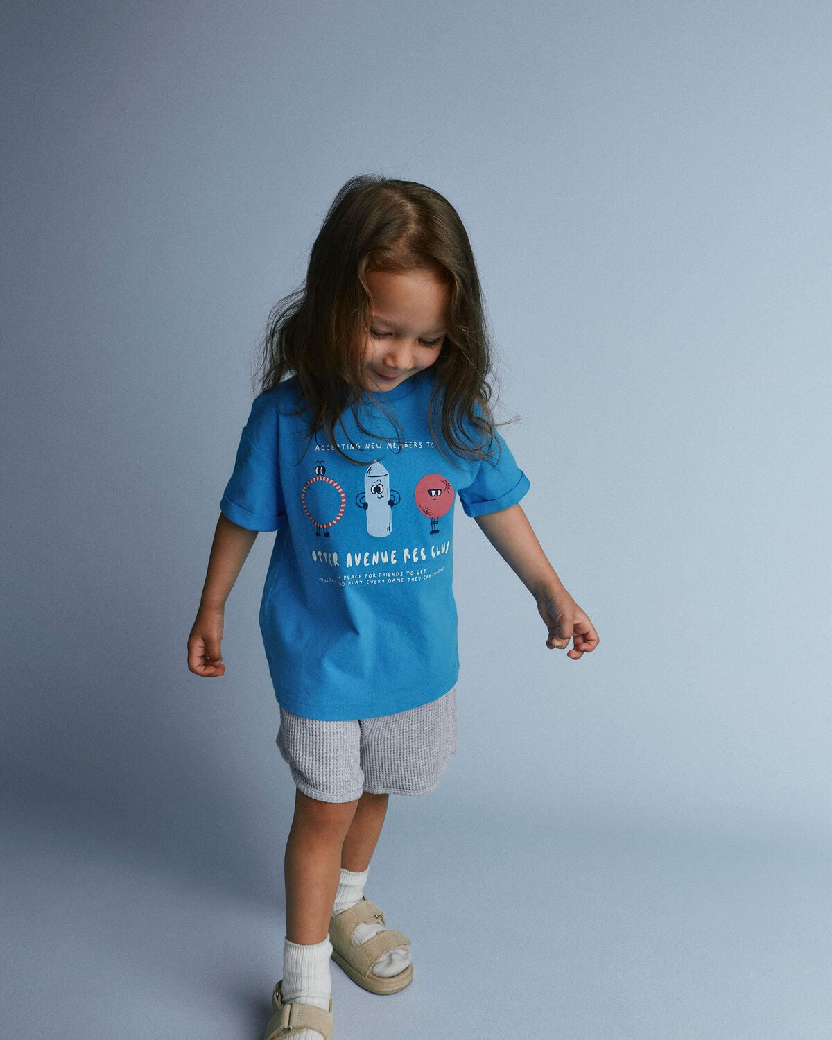 Toddler 'Recreation Club' Rolled Cuff Tee - Blue - Image 4